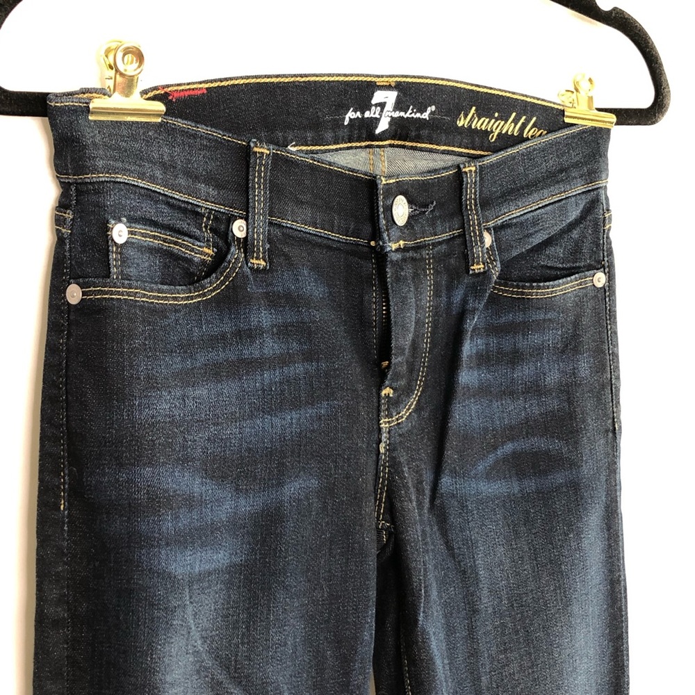 7 For All Mankind Straight Leg Blue Jeans